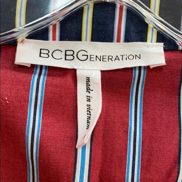 BCBGenerations cotton stripes wrap mini dress S - Picture 3 of 5